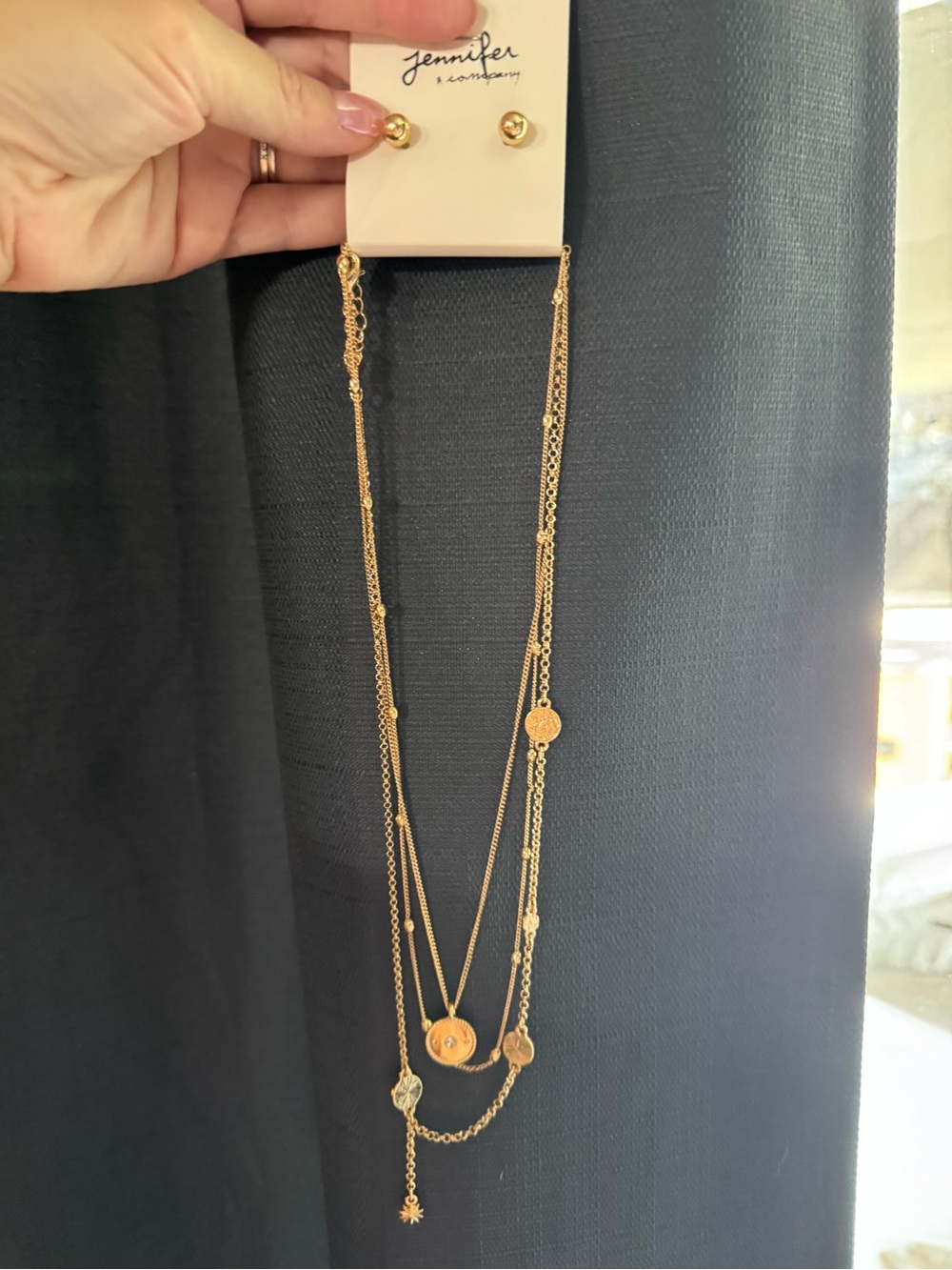 Jennifer & Company Layered Gold Coin and Star Pendant Necklace